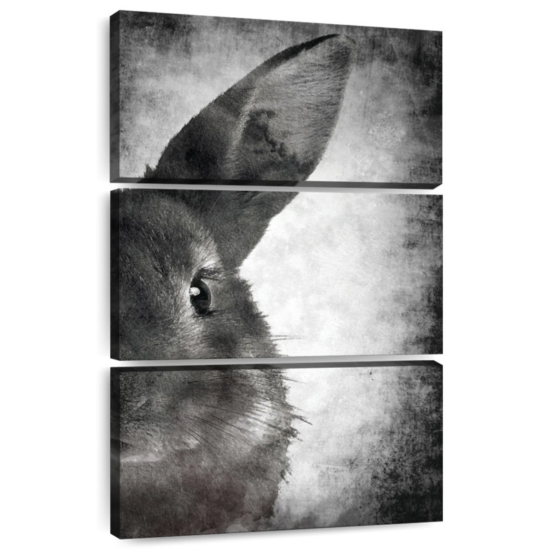 Visage de lapin Brampt noir et blanc, H 32 po x l 20 po