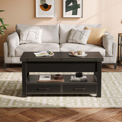 Table basse à plateau relevable avec rangement