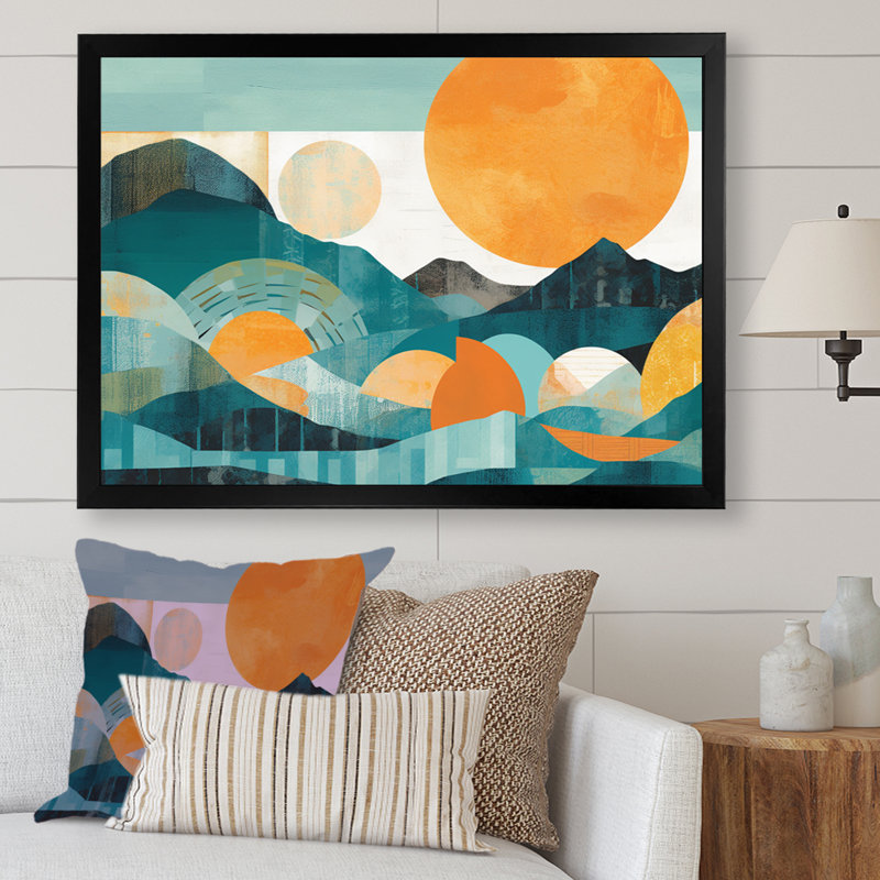 " Blue Sky Mountain ", 16" H x 32" W x 1" D, Black Picture Framed