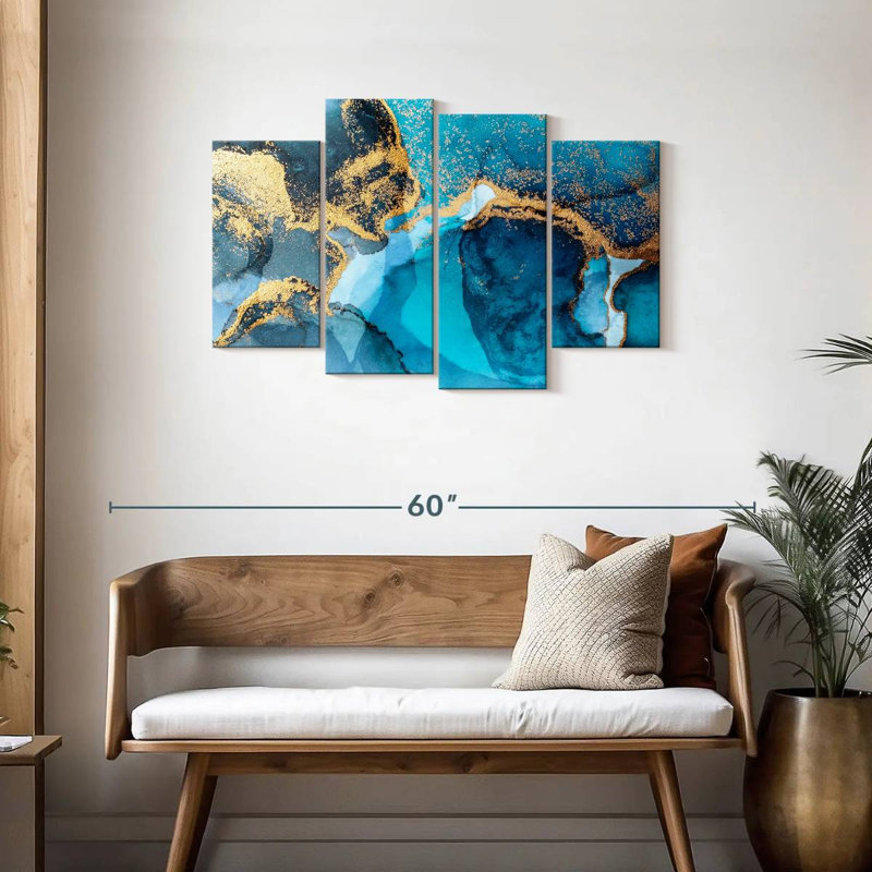 Avery or et marbre bleu, H 27 po x l 43 po
