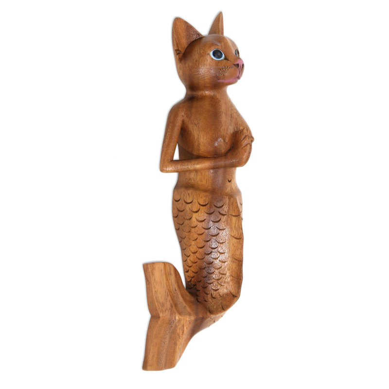 Décoration murale en bois pour chat sirène