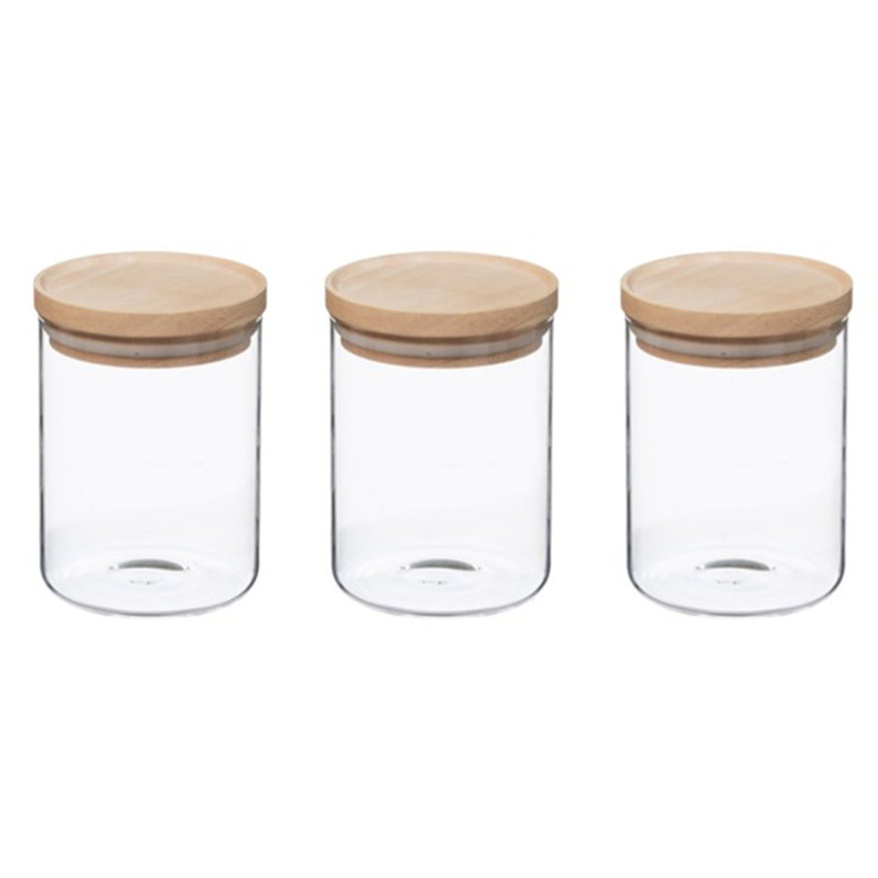 Glass Jar - Set of 3, 14cm H x 30cm W x 10cm D
