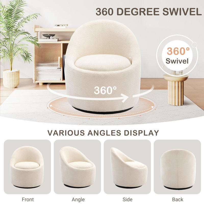 Lawandra 71.9Cm Wide Swivel Barrel Chair, White 