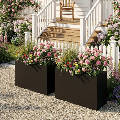 24" H x 36" W Outdoor/Indoor Rectangle Planter Box Metal Garden Bed Planter with Drainage Holes for Patio Lawn