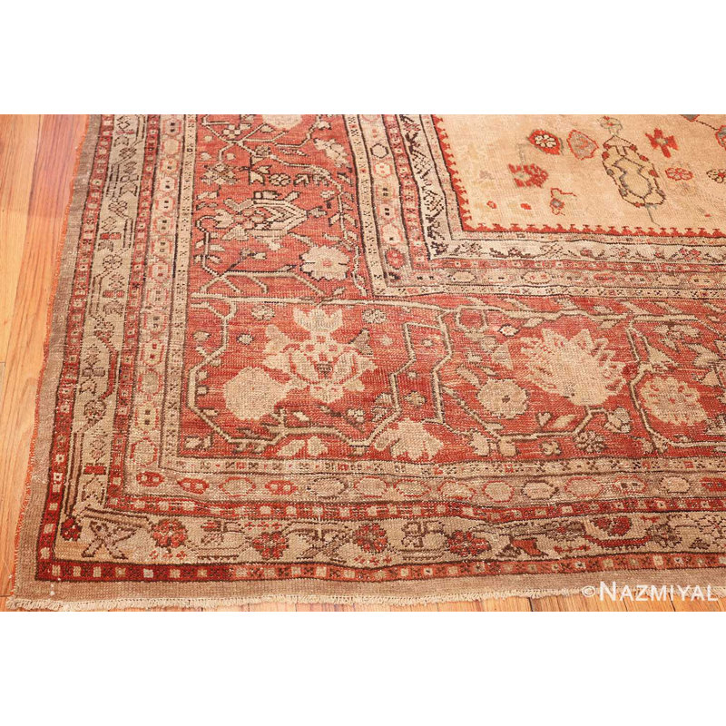 Grand tapis Oushak turc antique ivoire