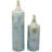 Armeta Metal Distressed Tall Geometric Decorative Vase with Grid Pattern and Gold Accents