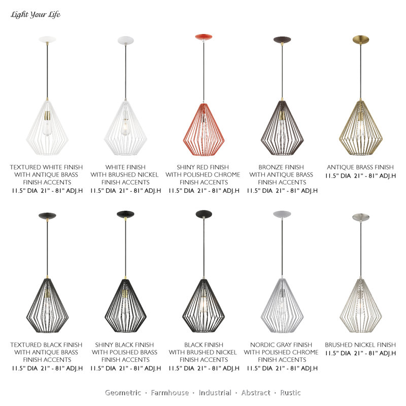 Donivon 1 - Light Pendant, Textured Black/Antique Brass, Textured Black