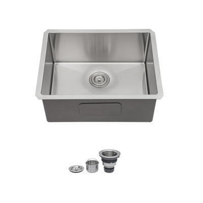 Évier de cuisine encastrable 23 po - Évier de cuisine encastrable en acier inoxydable de 23 po x 18 po x 9 po à cuve simple de profondeur de calibre 16 de 9 po, avec ensemble de drain (sans accessoires supplémentaires)