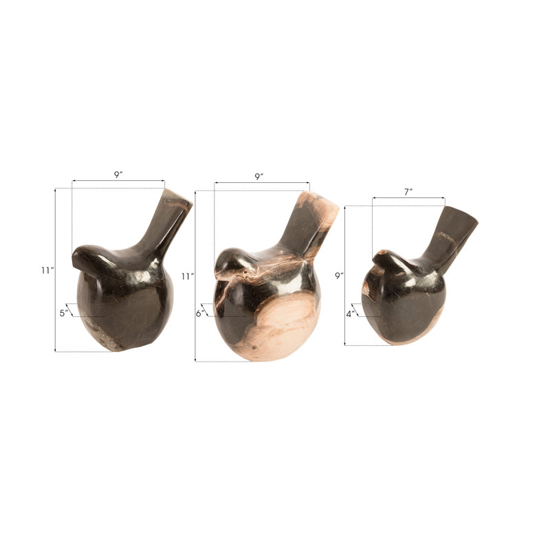 3 Piece Birds Figurine Set