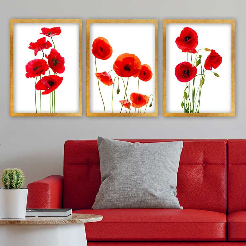 Superbe ensemble de peintures décoratives encadrées (3 pièces) de 21,7 po x 29,5 po chacune | Cadre 100% bois avec polystyrène de 0,8 pouce | Impression numérique UV | Parfait pour la décoration murale de salon, de bureau et de galerie