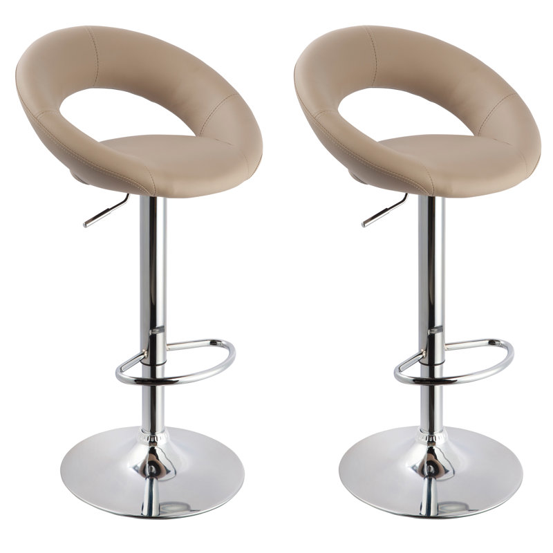 Larry Swivel Upholstered Adjustable Height Counter Stool with Metal Frame, Cappuccino