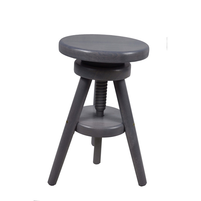 Paz Swivel Solid Wood Adjustable Height Counter Stool, Grau