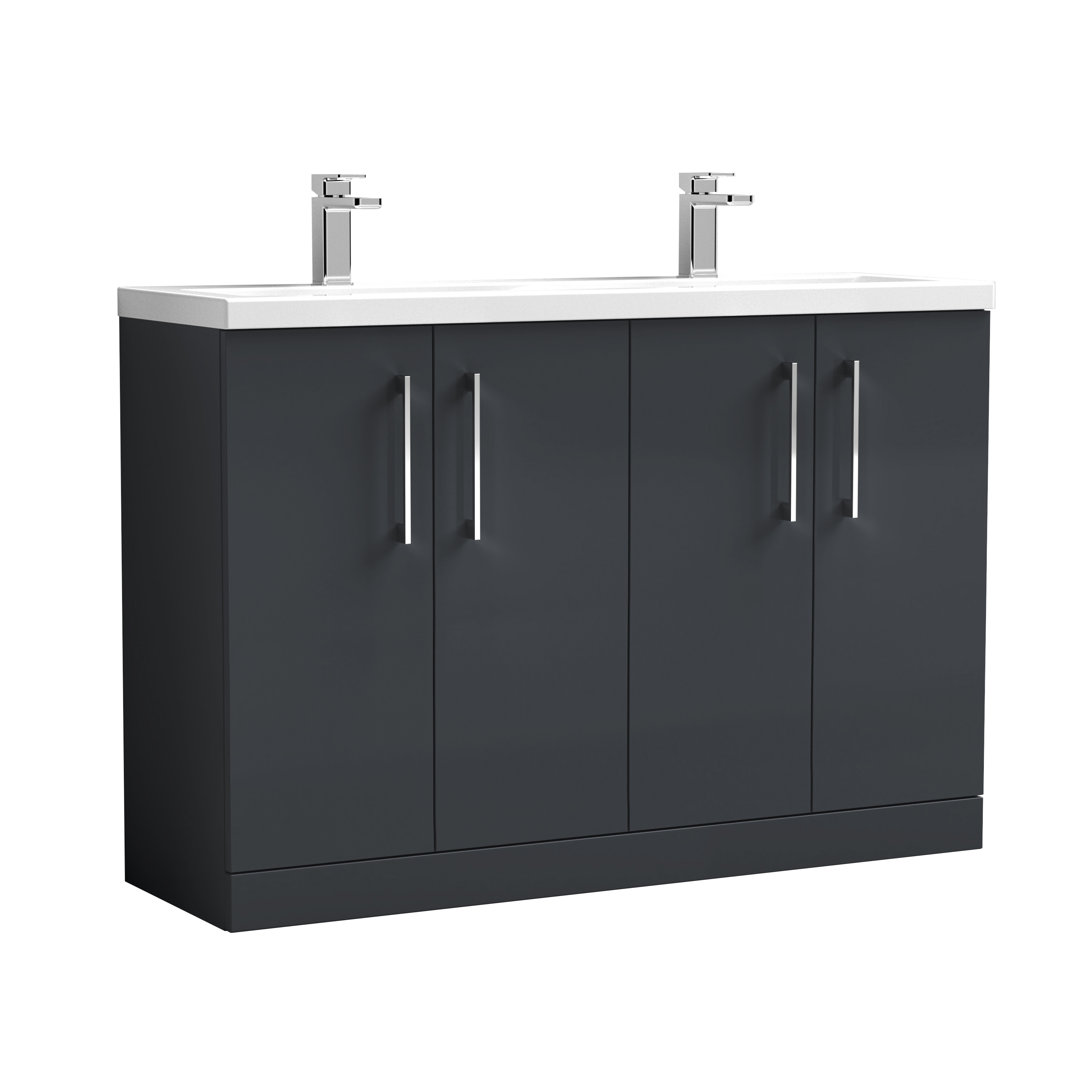 Arno 1205mm Free-standing Double Bathroom Vanity with Vitreous China Vanity Top