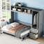 Full Size Gray Bed, Side Flip Feature, Storage Drawers, Keep Your Space Organized Multifunctional Wall Tailor Layout, 107.5"l X 58"w 72"h