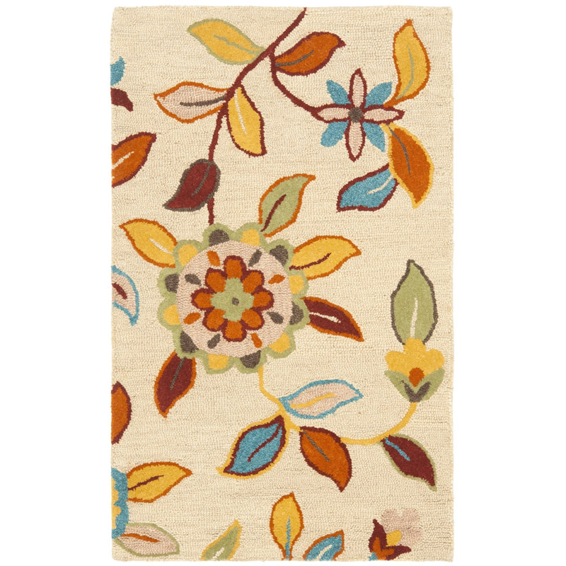 Emrick Blossom Hand Hooked Wool Floral Rug, Rectangle 3' x 5'