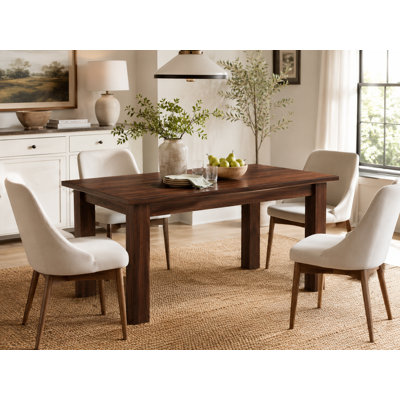 76.77" Extendable Rectangular Dining Table with Natural Wood Finish