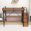Lit mezzanine avec bureau intégré, prise de courant, bande DEL, panneau perforé, escalier de rangement et garde-robe-1424717536-1424717538
