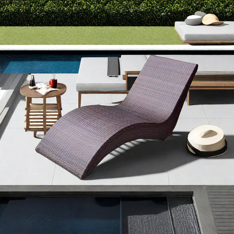 Chaise longue en osier Luxury Villa, Brun