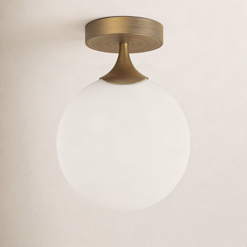 Nedra Glass Semi Flush Mount, Aged Gold