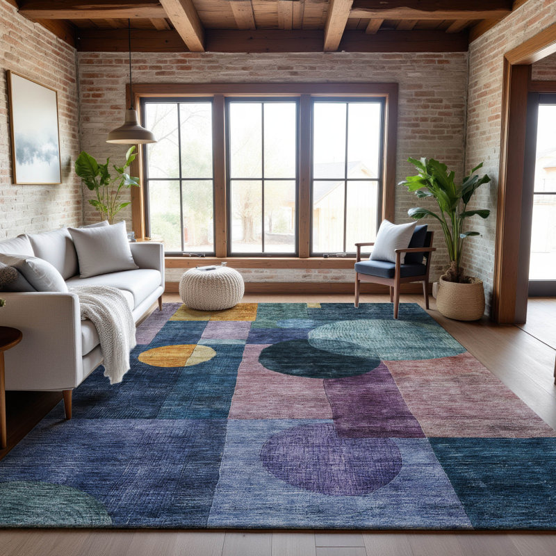 Premium Machine Washable Konopka AMF1114 Geometric Rug, Rectangle 8 pi x 10 pi