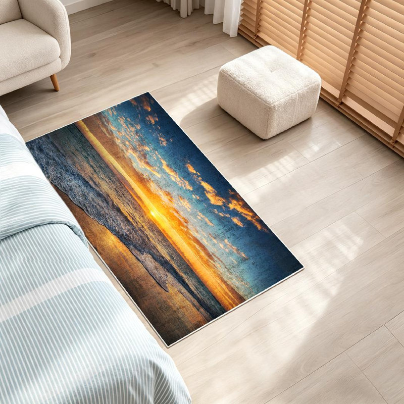 Tapis d'intérieur lavable transparent Sunrise Beach, Rectangle 32 po x 47 po