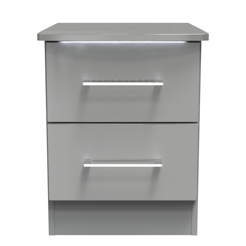 Paris 40cm W Manufactured Wood Bedside Table, Grey