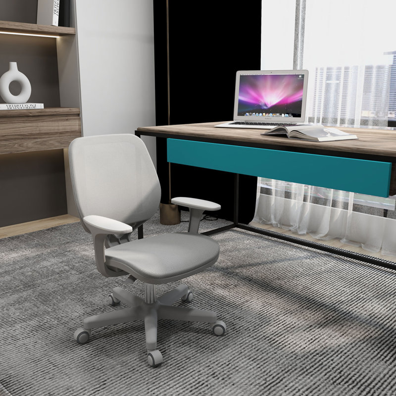 Petite chaise de bureau en filet avec roulettes de sécurité, gris