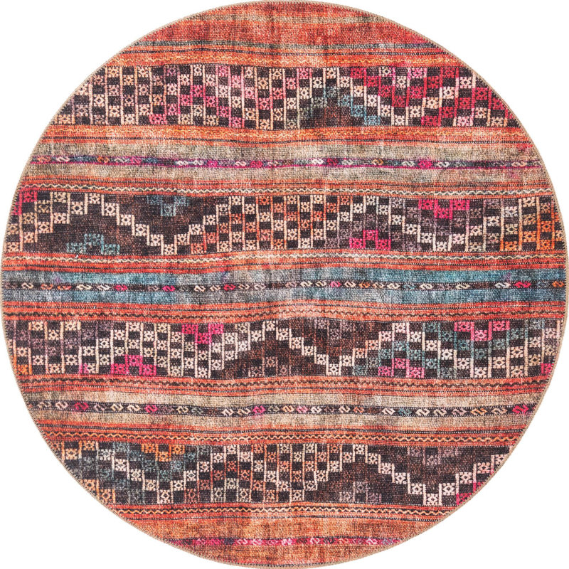 Chenille Geometric Indoor Rug, Round 3'6"
