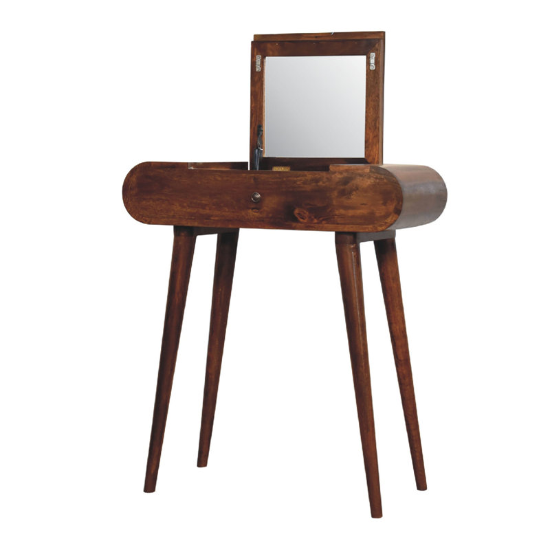 Mini-meuble-lavabo rond en bois massif à 4 compartiments