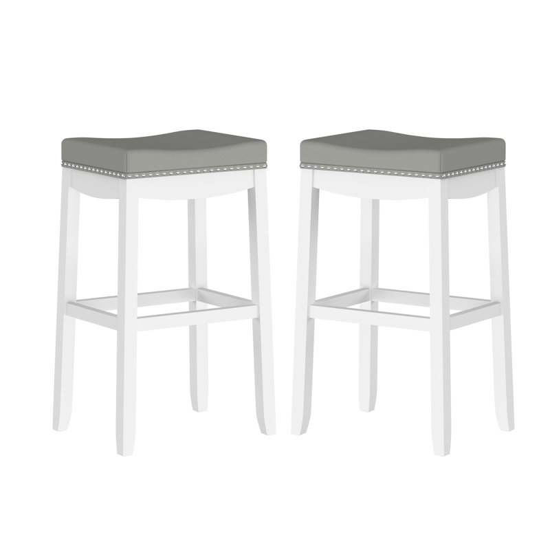 Tabouret Rakiem, Tabouret de bar (siège d'une hauteur de 29 po), Blanc, 2