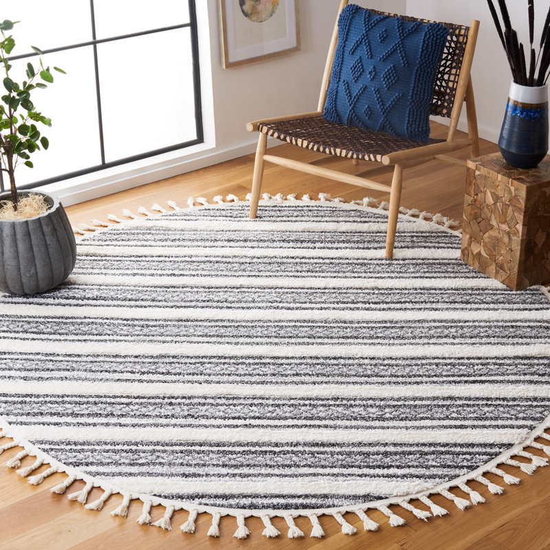 Tapis marocain à poils longs Performance, Rond 6 pi 7 po