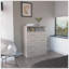 L Commode 4 tiroirs, plateau supérieur, 1 tablette ouverte - gris clair / blanc