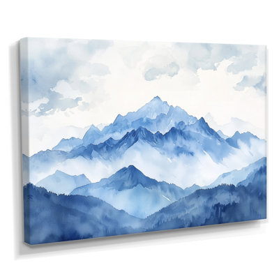 Décoration murale montagne hiver bleu et blanc majestueux I - paysage de montagnes