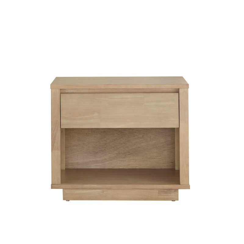 Ismail Danish-Inspired Modern 1-Drawer Nightstand, Natural