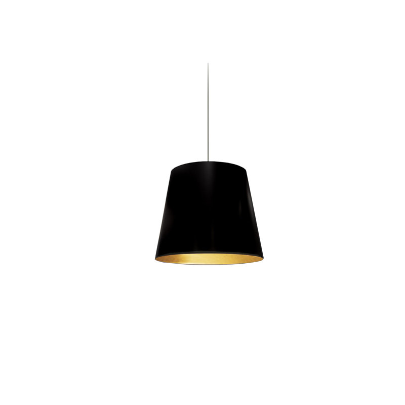 Oversized Drum 1 Light Single Cone Pendant, 14" H x 14" W x 14" D, Black/Gold