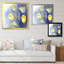 Tulipes jaunes sur fond bleu - art mural traditionnel sur toile-996118978-996119038