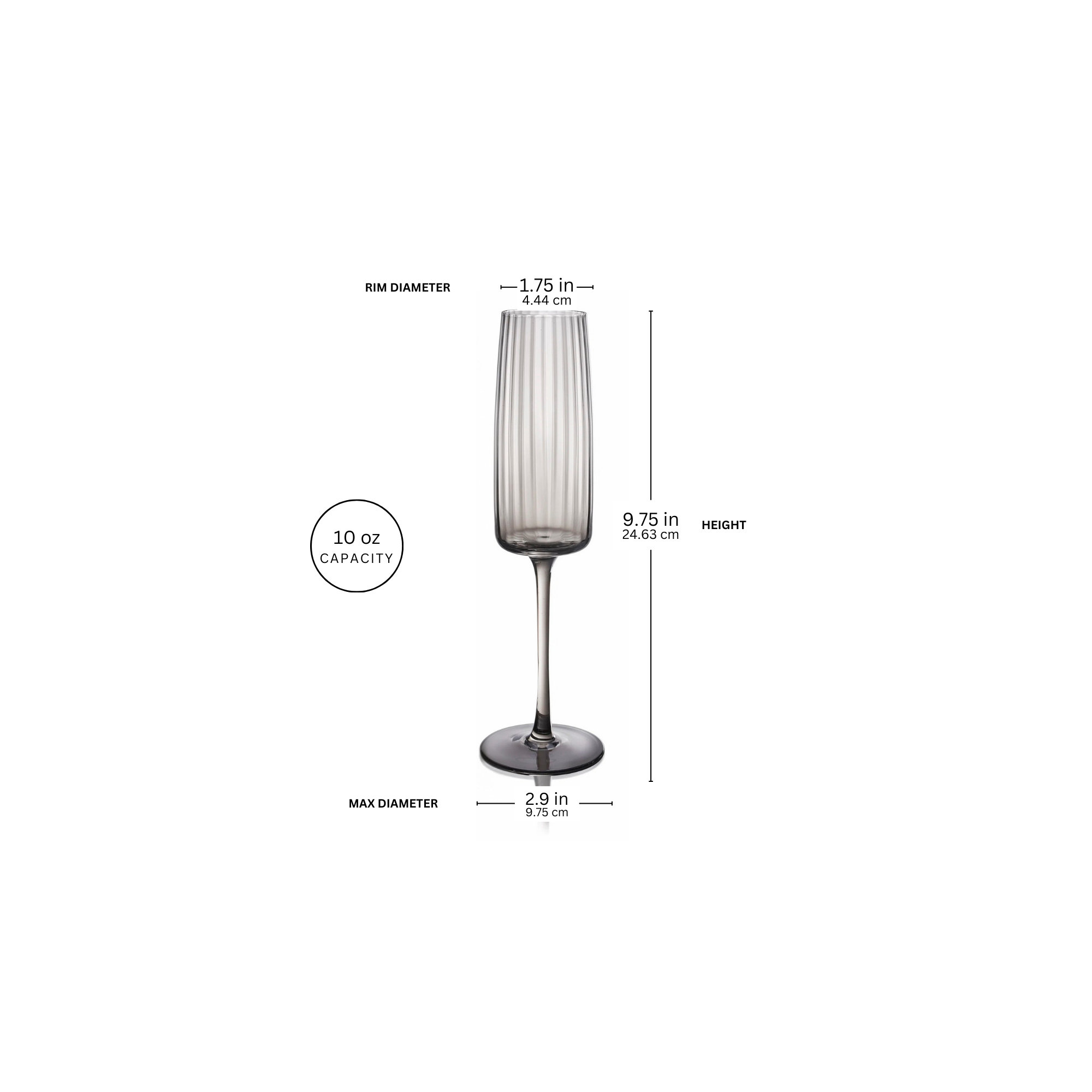 Orlosky Amber Flute Glasses, Set/4, Gray