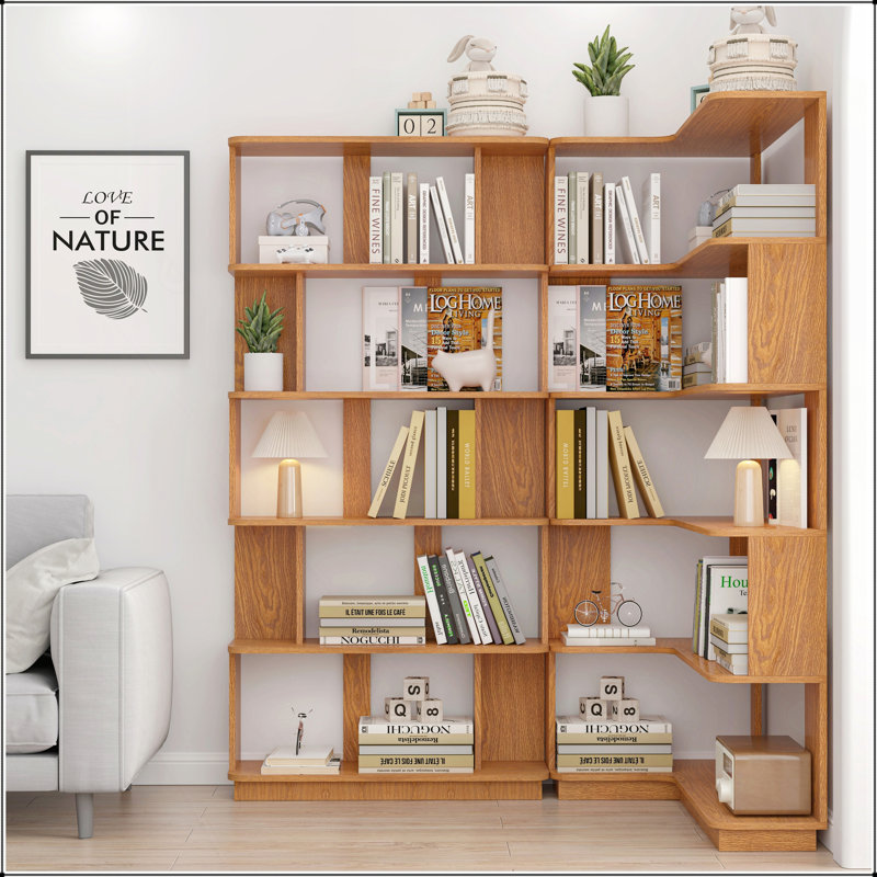 Bibliothèque d'angle compacte et extensible, ensemble de 2, chêne foncé et 4 autres options de couleurs, Chêne foncé