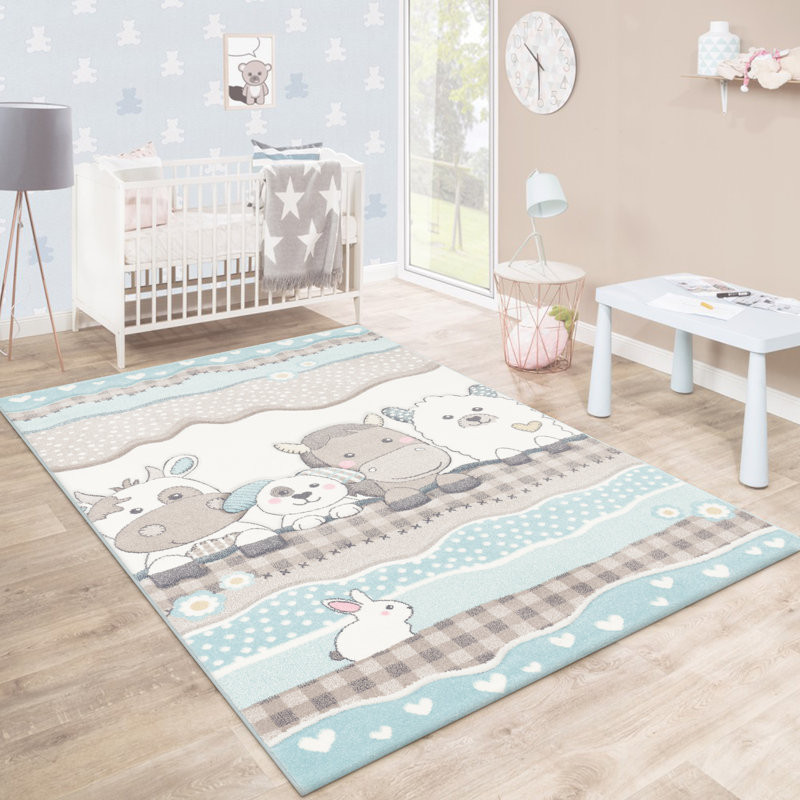 Chay Blue/Grey Rug, Rectangle 140 x 200cm