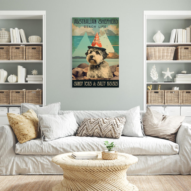" Australian Shepherd Beach Life ", 36" H x 24" W x 1.25" D