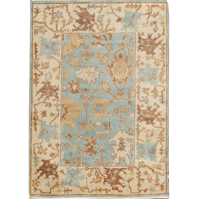 Wool Oriental Area Rug in Beige/Blue/Brown