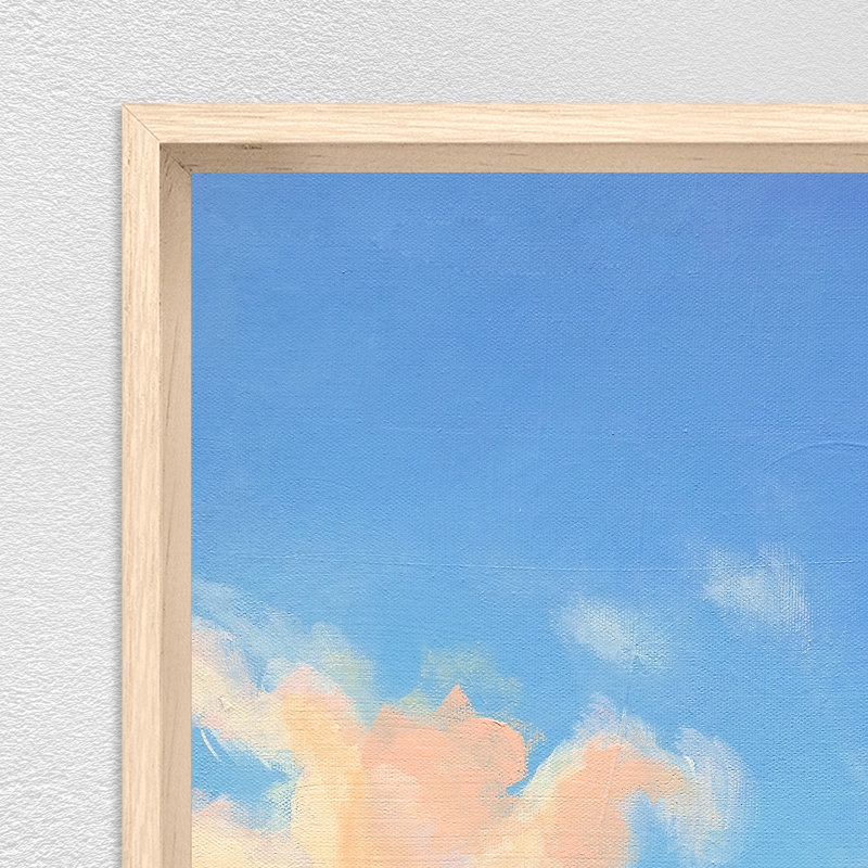 Sunset Roads End, No, Beige Floater Frame Canvas