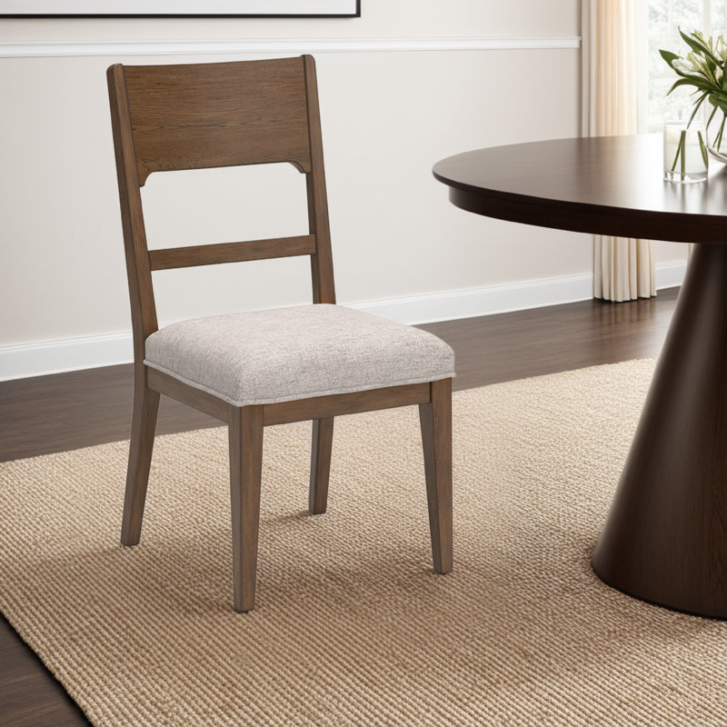 Ensemble de 2 chaises d'appoint Cabal, polyester beige, bois de hickory brun