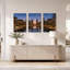 «Modern Canal City at Dusk with Palm Trees», ensemble de 3 impressions sur toile-131253239