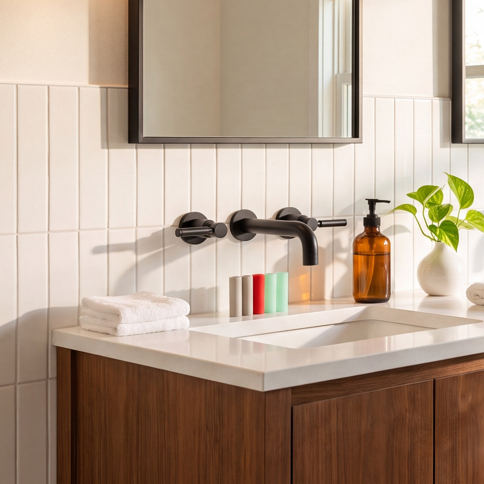 Kaiser Wall-Mounted Bathroom Faucet, Matte Black