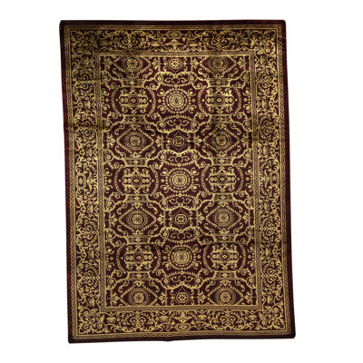 Hand-Knotted High-Quality Red and Gold Area Rug