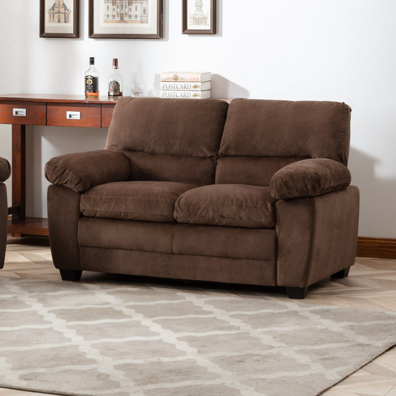 Ehrenberg Upholstered Loveseat, Brown Velvet, 37" H x 62.2" W x 36.2" D