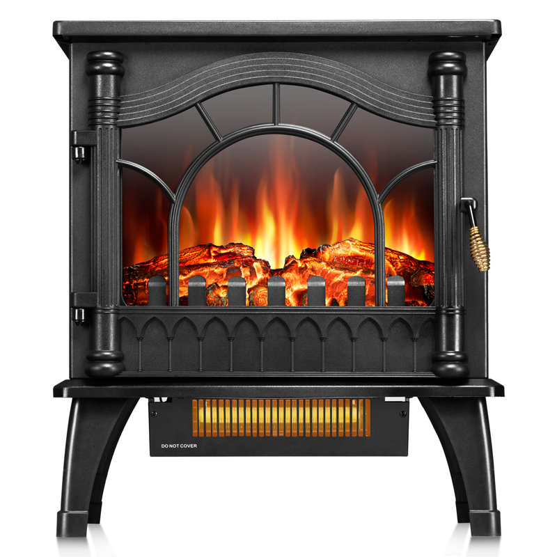 Winston Porter Electric Fireplace Infrared Heater , 20" Freestanding Fireplace Stove Heater, AdjustableBrightness/Heating Mode, Overheating Safe Design