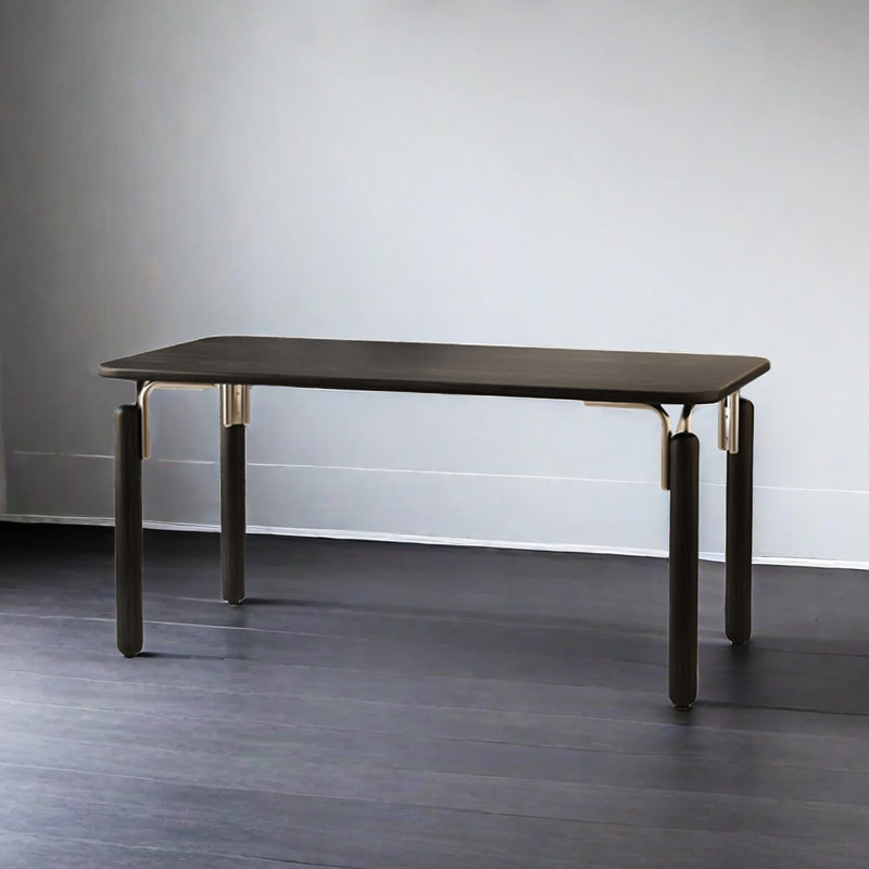 Minimalist solid wood dining table, 29.53"H x 55.12"L x 27.56"W