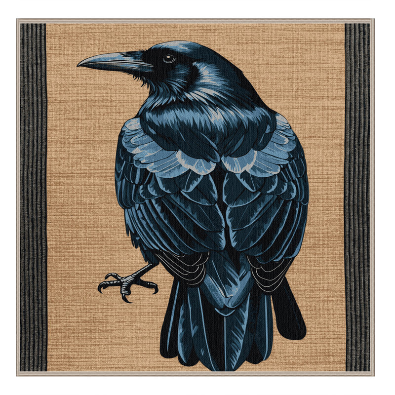 Washable American Crow Birds Area Rug, Round 4'